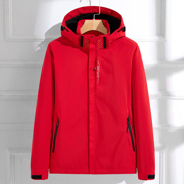 Women's Hooded Waterproof Rain Jacket red