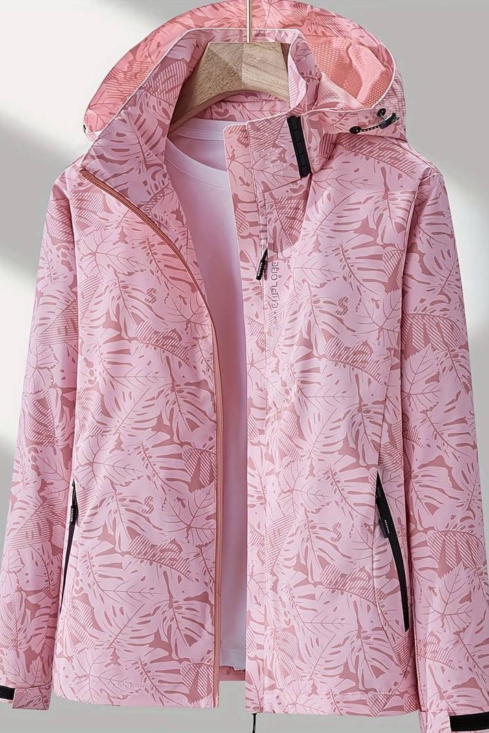 Women's Hooded Windproof Transitional Jacket pink
