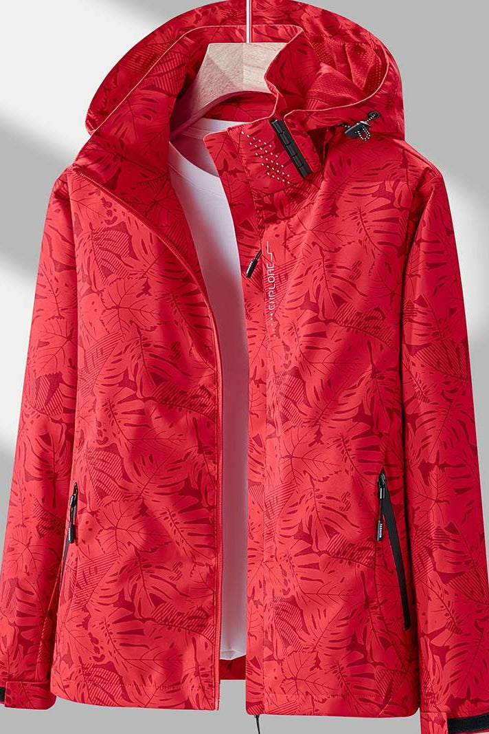 Women's Hooded Windproof Transitional Jacket red