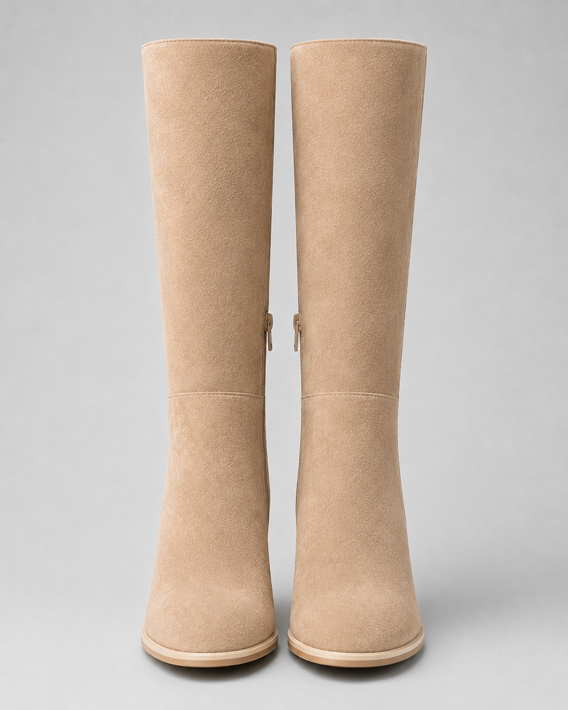 Women's Knee High Boots with Block Heel and Side Zip