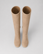 Women's Mid Calf Suede Look Boots | Block Heel Side Zip