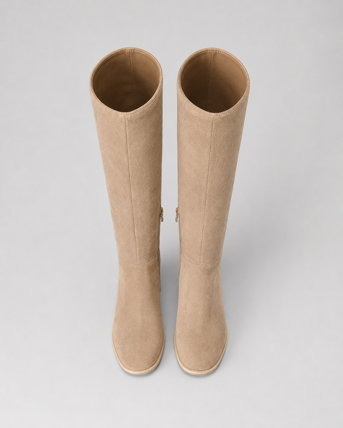 Women's Mid Calf Suede Look Boots | Block Heel Side Zip