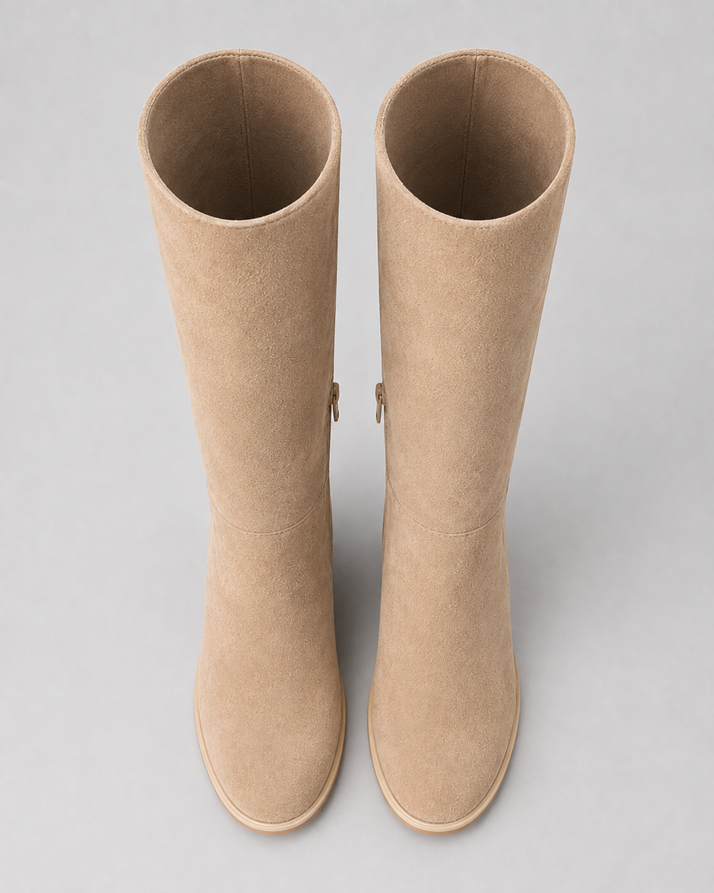 Women's Knee High Boots with Block Heel and Side Zip