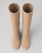 Women's Knee High Boots with Block Heel and Side Zip