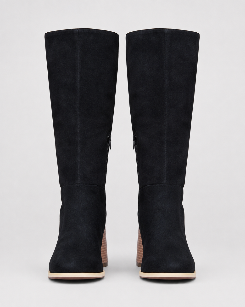 Women's Mid Calf Suede Look Boots | Block Heel Side Zip