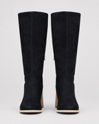 Women's Mid Calf Suede Look Boots | Block Heel Side Zip