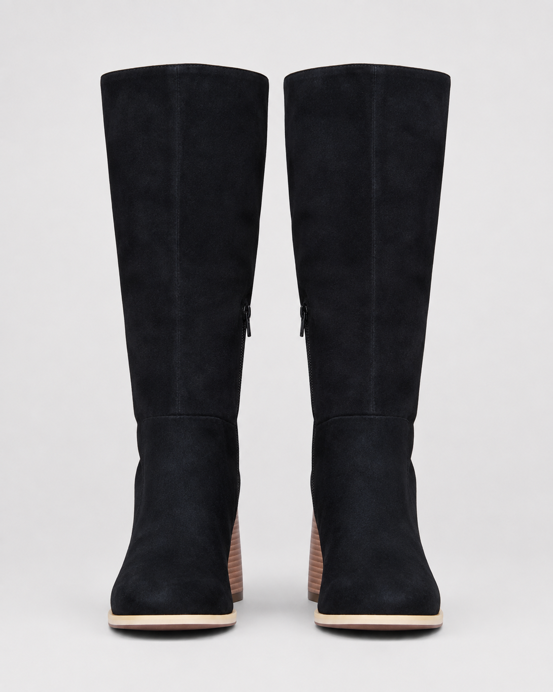 Women's Mid Calf Suede Look Boots | Block Heel Side Zip