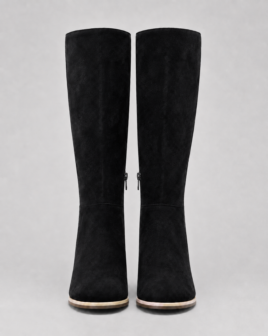 Women's Knee High Boots with Block Heel and Side Zip