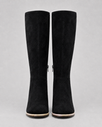 Women's Knee High Boots with Block Heel and Side Zip