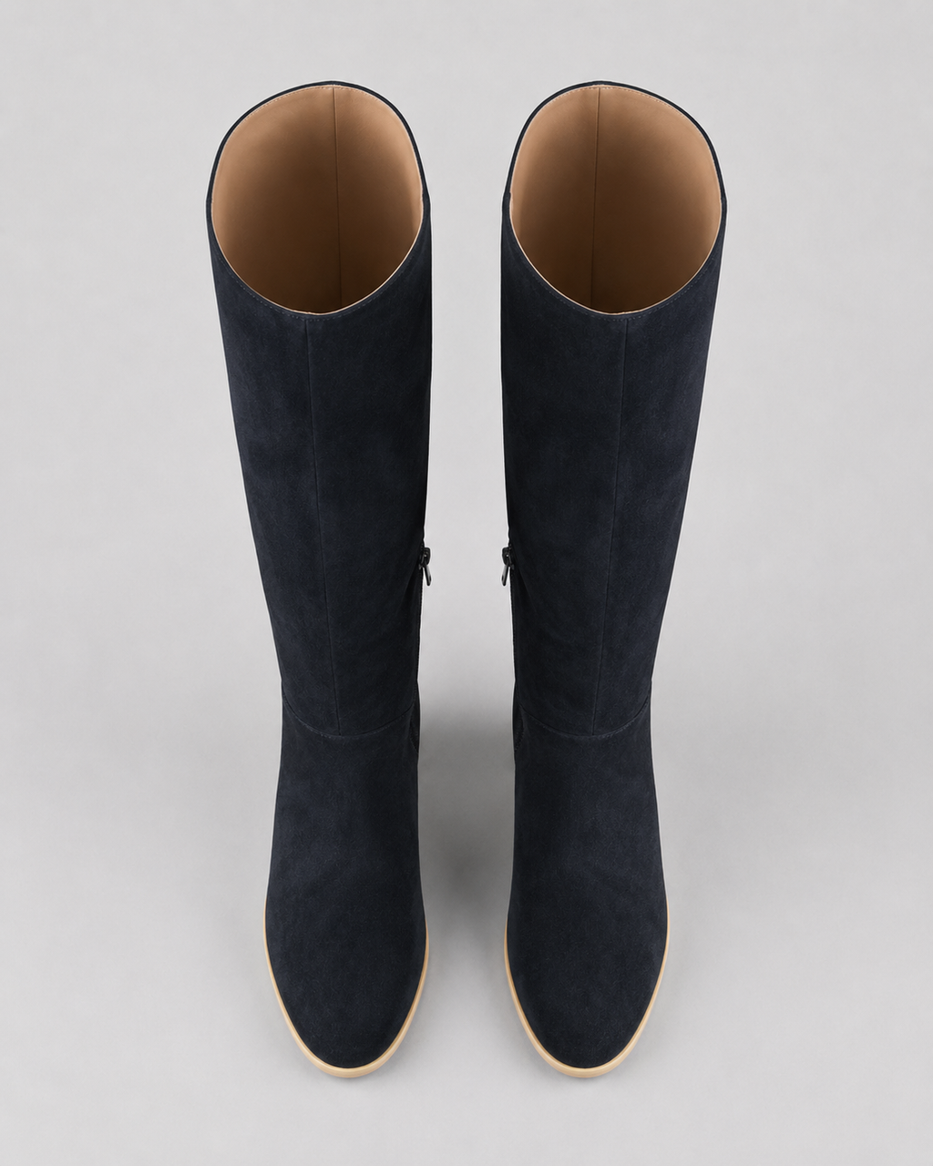Women's Mid Calf Suede Look Boots | Block Heel Side Zip