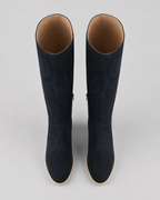 Women's Mid Calf Suede Look Boots | Block Heel Side Zip