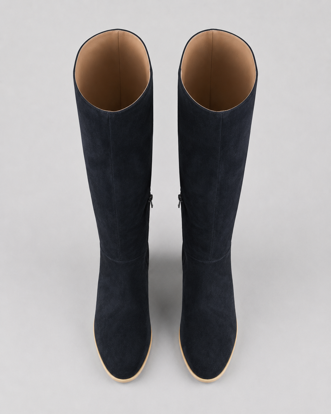 Women's Mid Calf Suede Look Boots | Block Heel Side Zip