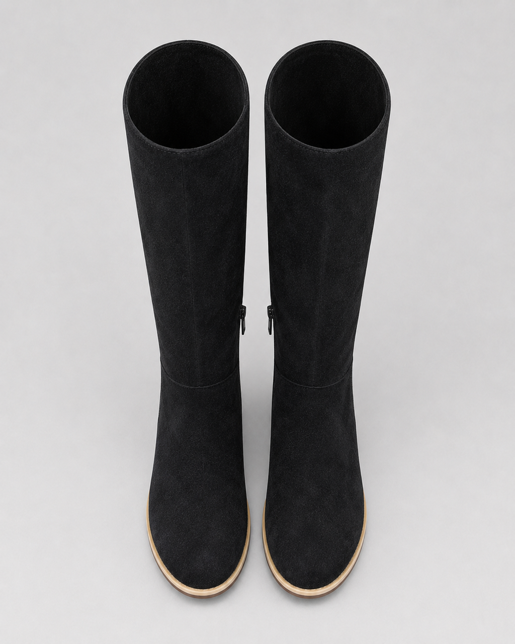 Women's Knee High Boots with Block Heel and Side Zip