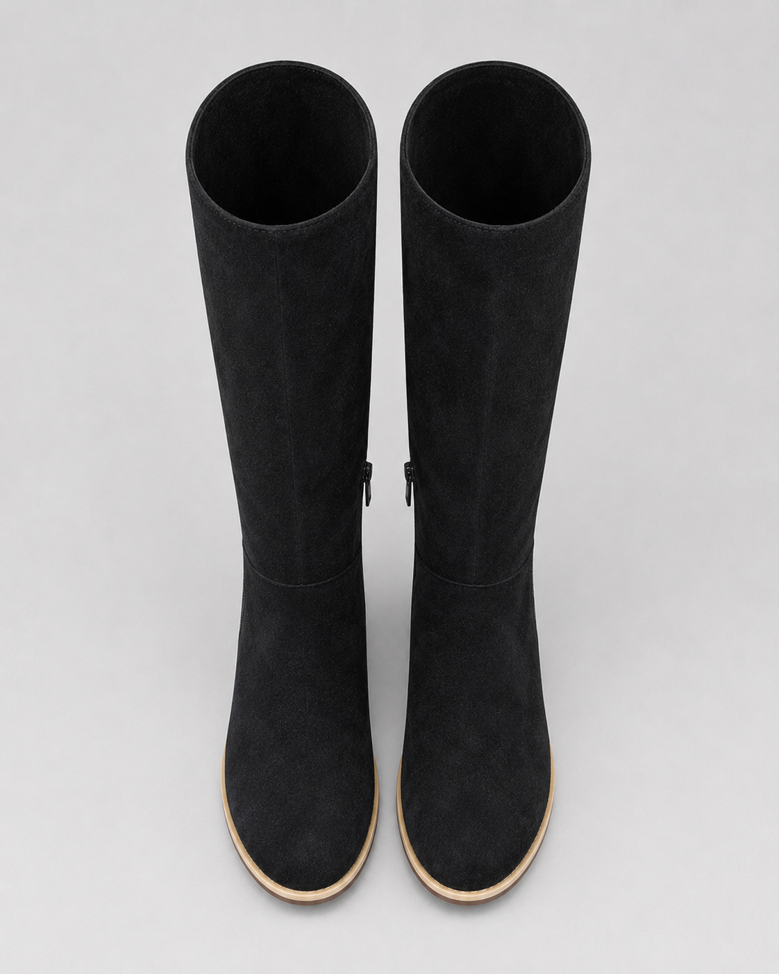 Women's Knee High Boots with Block Heel and Side Zip