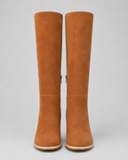 Women's Knee High Boots with Block Heel and Side Zip