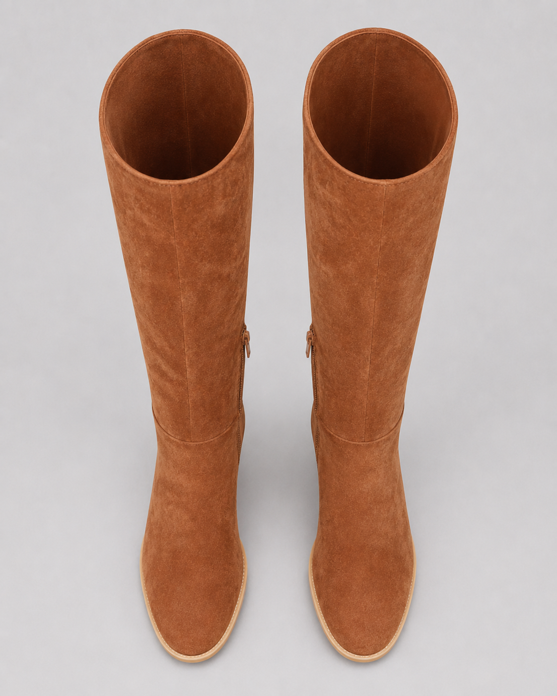 Women's Mid Calf Suede Look Boots | Block Heel Side Zip