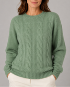 Women's Cable Textured Jumper with Crew Neck and Relaxed Fit
