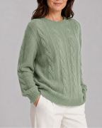 Women's Cable Textured Jumper with Crew Neck and Relaxed Fit