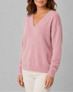 Women's Knitted Jumper with V Neck and Relaxed Fit