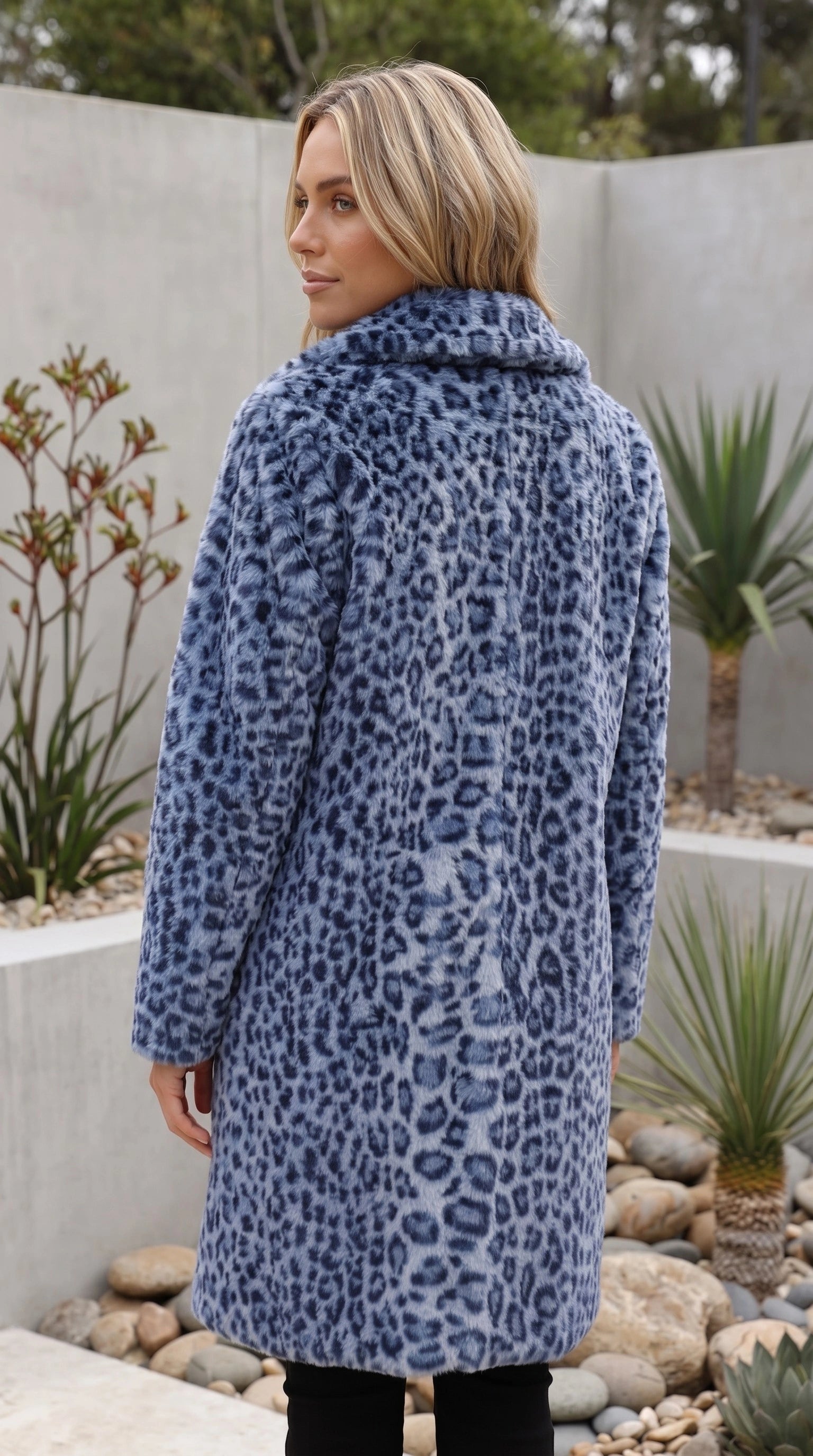 Women’s Leopard Print Faux Fur Longline Coat