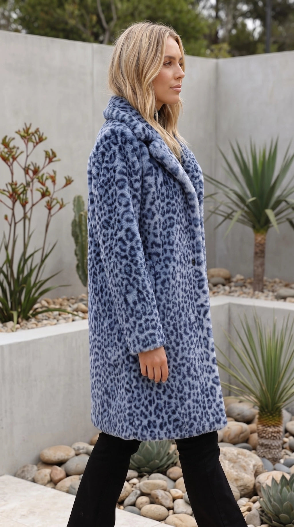Women’s Leopard Print Faux Fur Longline Coat