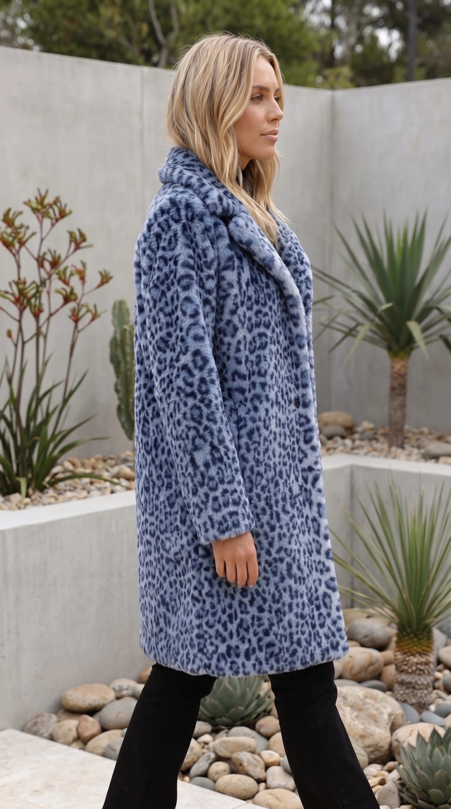 Women’s Leopard Print Faux Fur Longline Coat