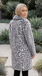 Women’s Leopard Print Faux Fur Longline Coat