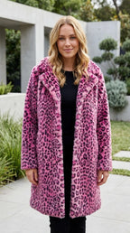 Women’s Leopard Print Faux Fur Longline Coat