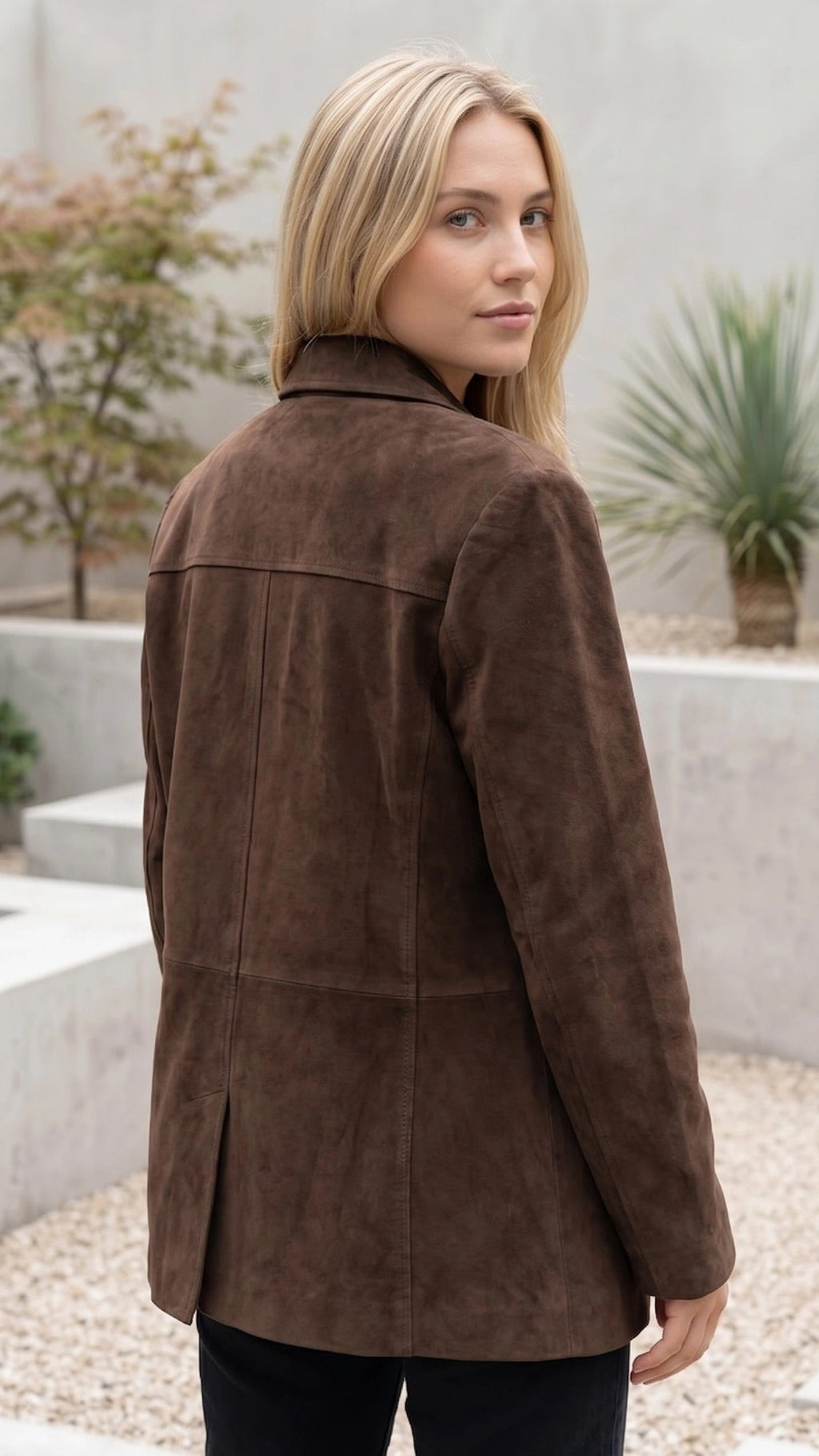 Women’s Suede Look Oversized Blazer With Pockets