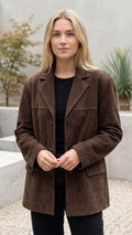 Women’s Suede Look Oversized Blazer With Pockets