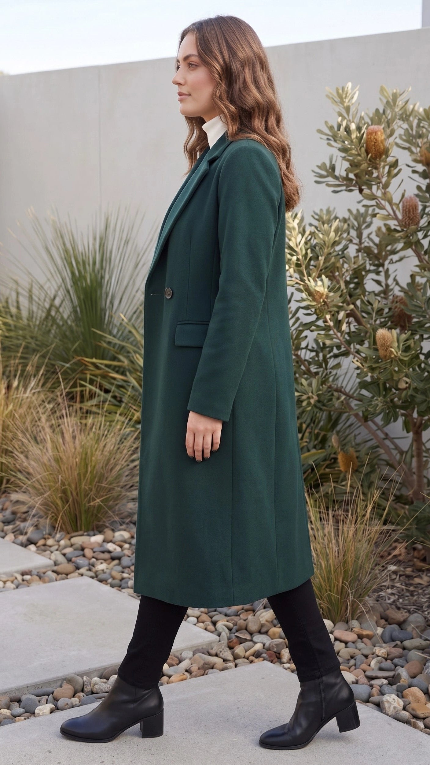 Women’s Lapel Collar Double Breasted Longline Coat
