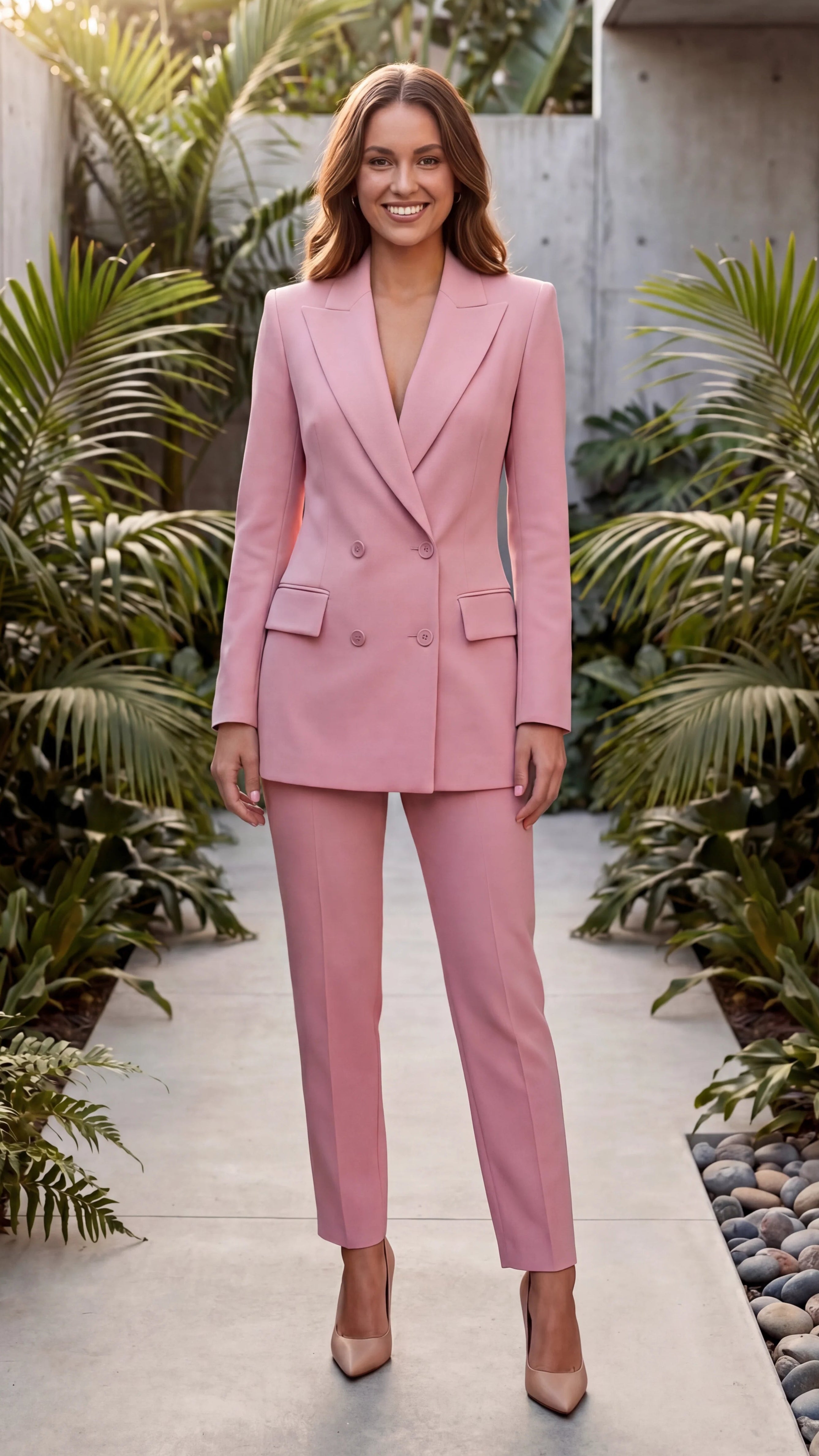 Women's Tailored Blazer And Trouser Two Piece Matching Set
