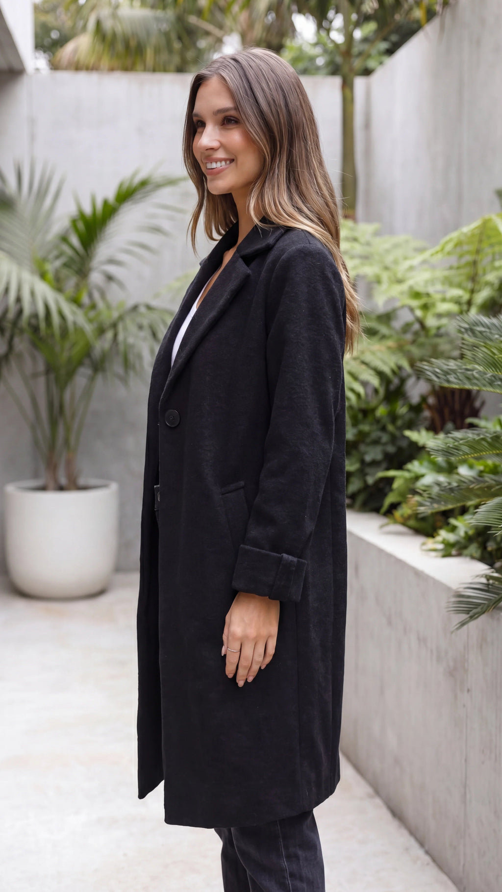 Women's Lapel Collar Button Up Longline Coat