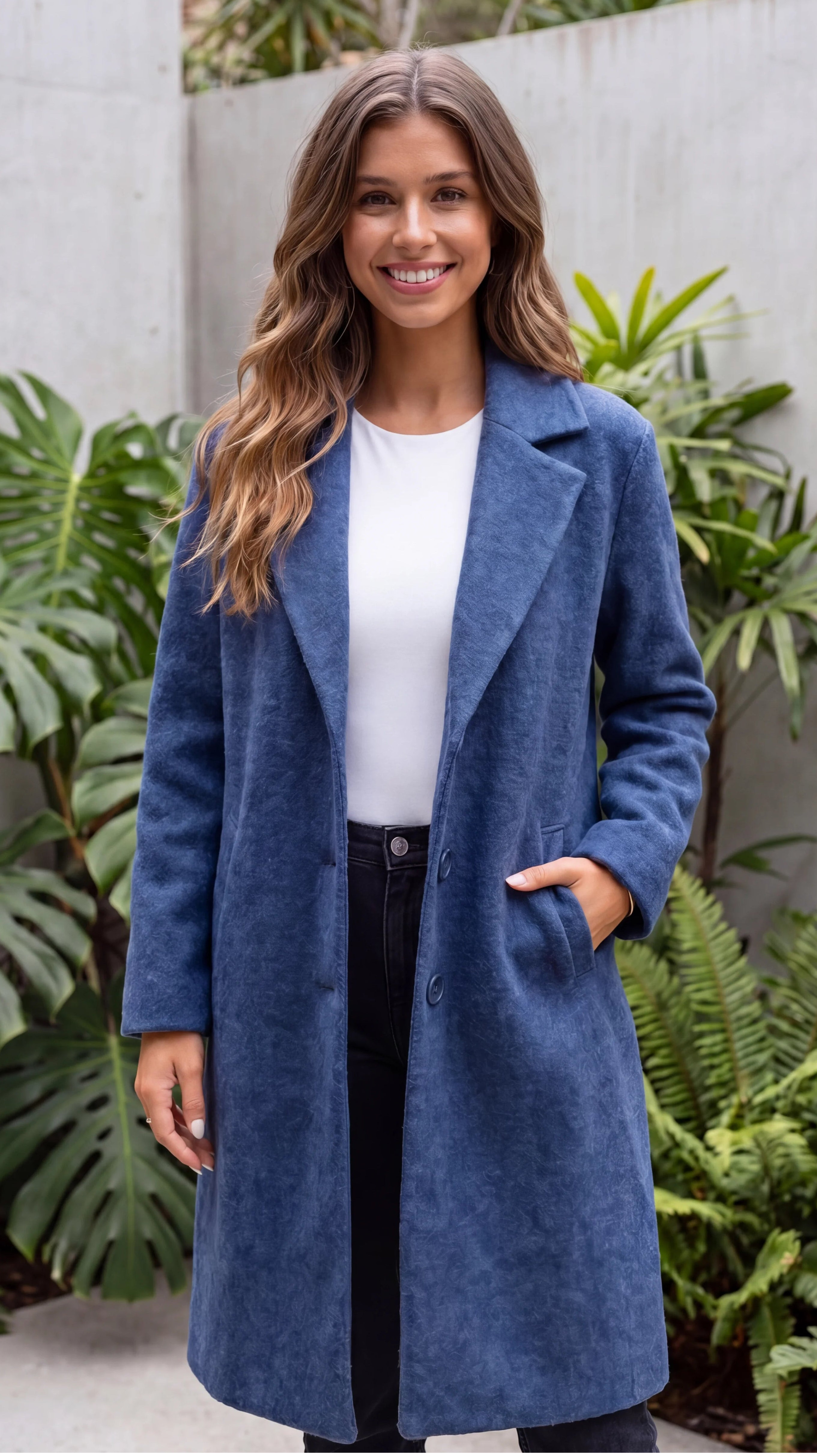 Women's Lapel Collar Button Up Longline Coat