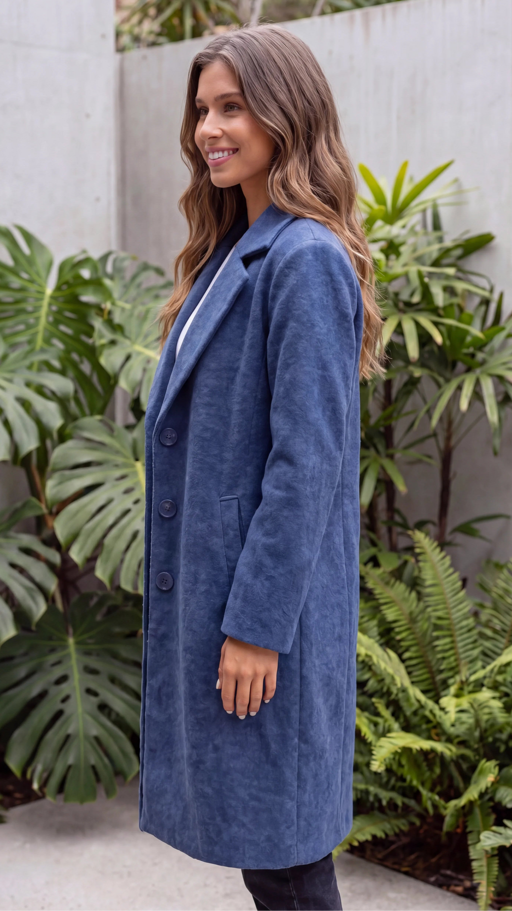 Women's Lapel Collar Button Up Longline Coat