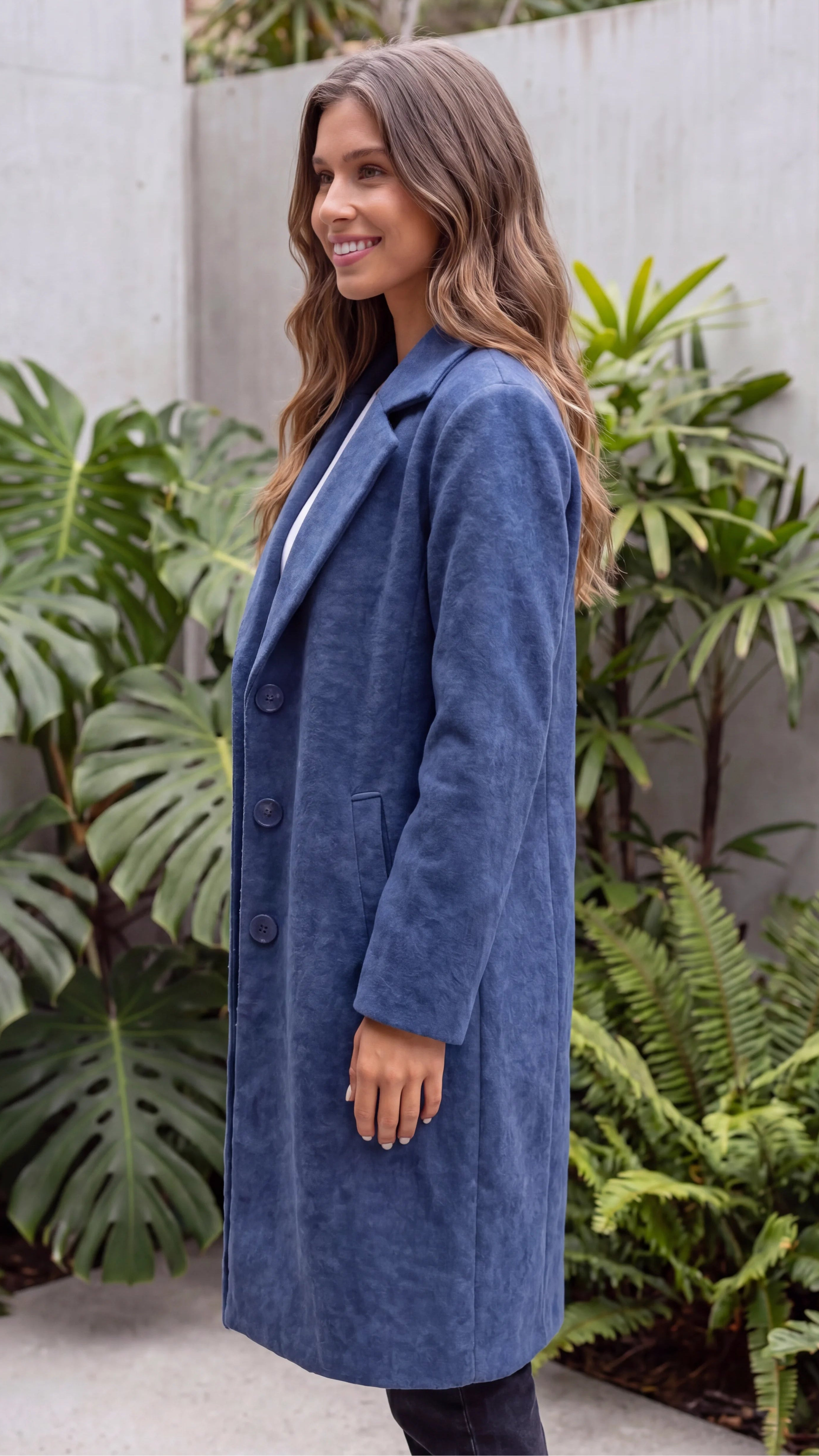 Women's Lapel Collar Button Up Longline Coat