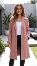 Women's Lapel Collar Button Up Longline Coat