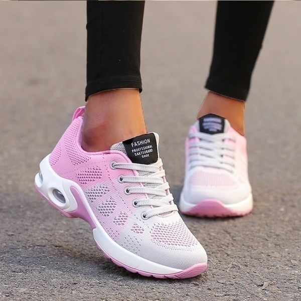 Women's Lightweight Lace-Up Walking Trainers pink 1