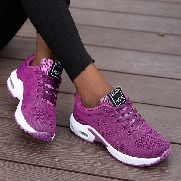 Women's Lightweight Lace-Up Walking Trainers purple