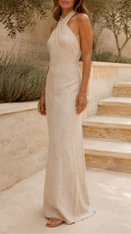 Women's Halter Neck Backless Boho Maxi Dress