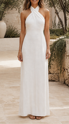 Women's Halter Neck Backless Boho Maxi Dress