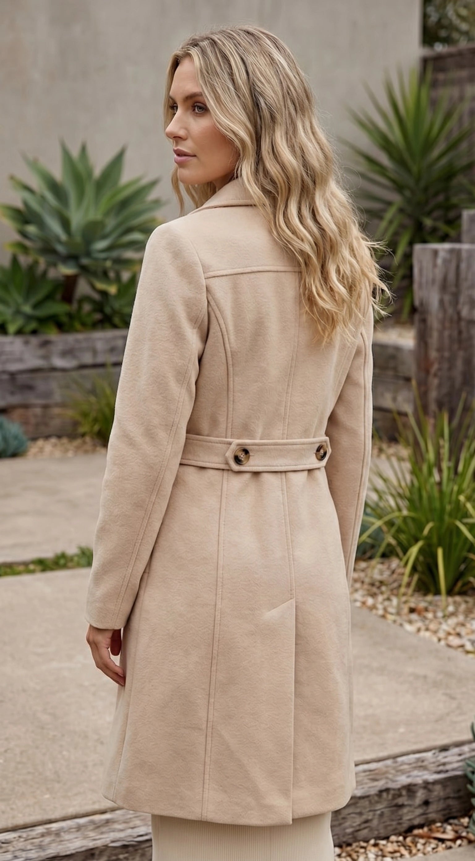 Women's Long Button-Up Coat with Pockets