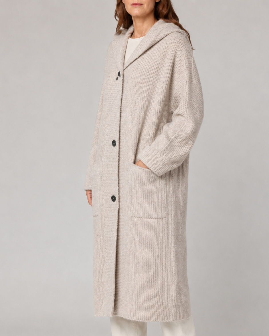 Women's Long Button Up V Neck Knit Cardigan with Pockets
