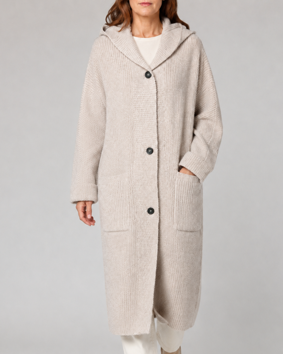 Women's Long Button Up V Neck Knit Cardigan with Pockets