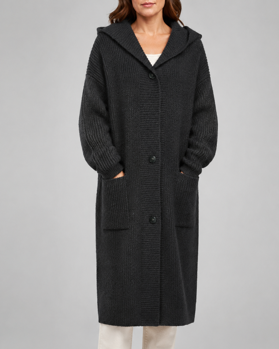 Women's Long Button Up V Neck Knit Cardigan with Pockets