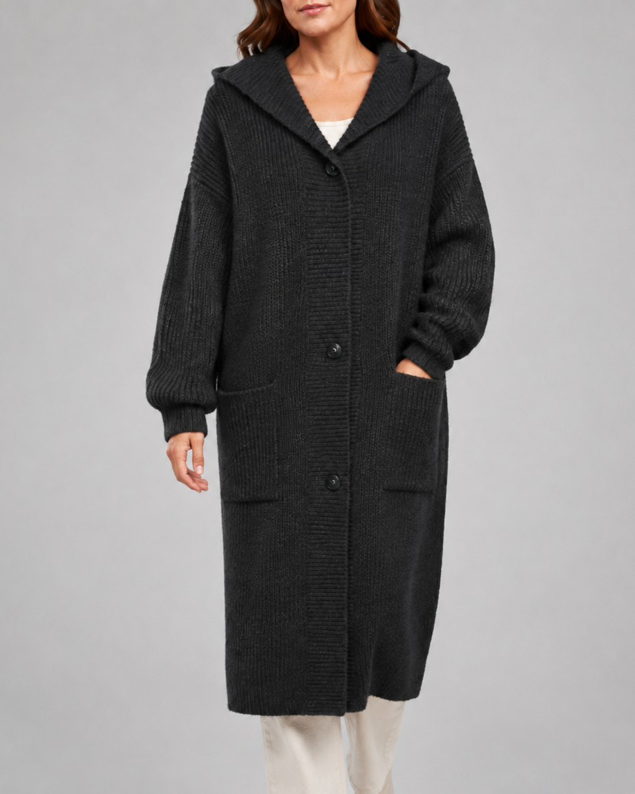Women's Long Button Up V Neck Knit Cardigan with Pockets