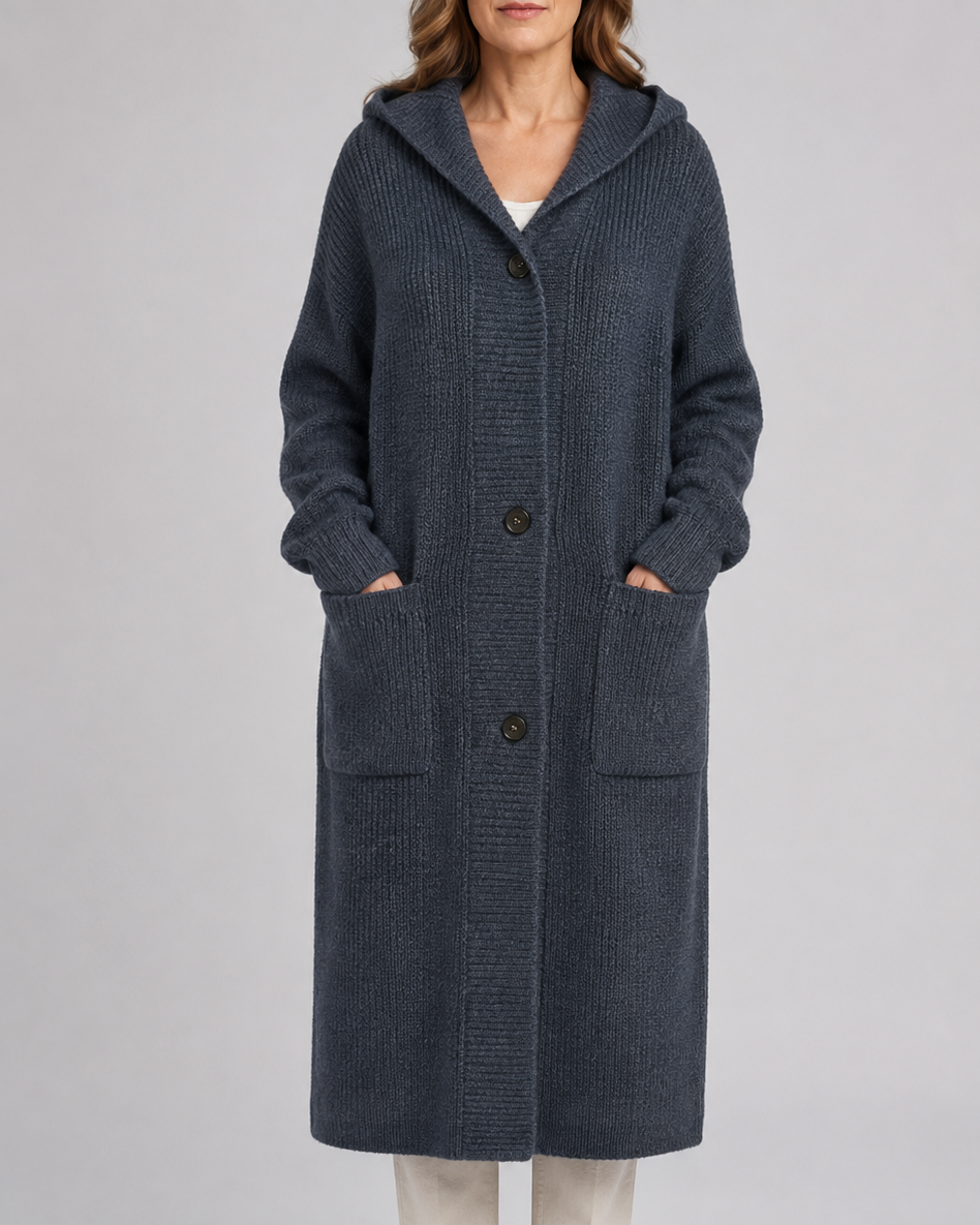 Women's Long Button Up V Neck Knit Cardigan with Pockets