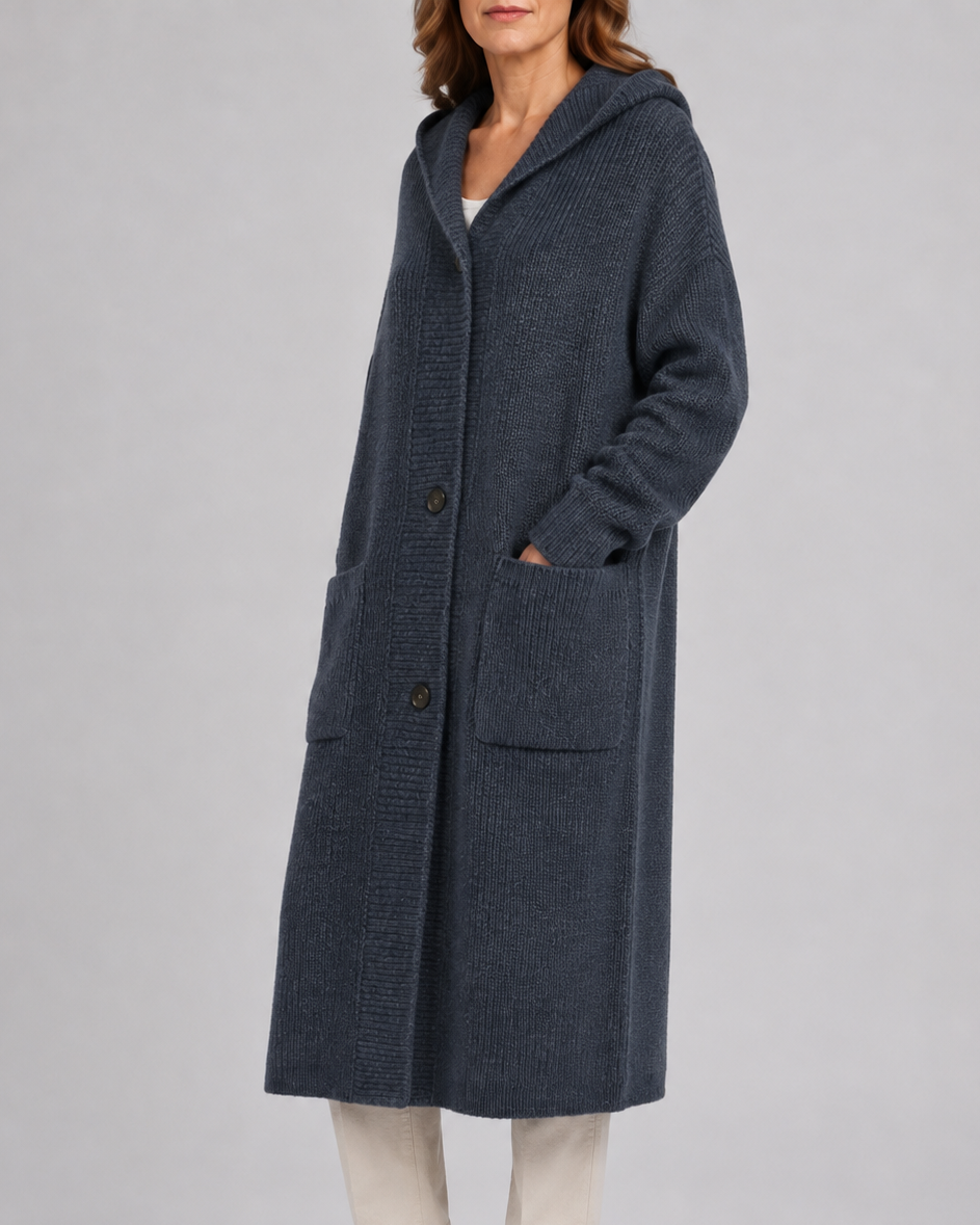 Women's Long Button Up V Neck Knit Cardigan with Pockets
