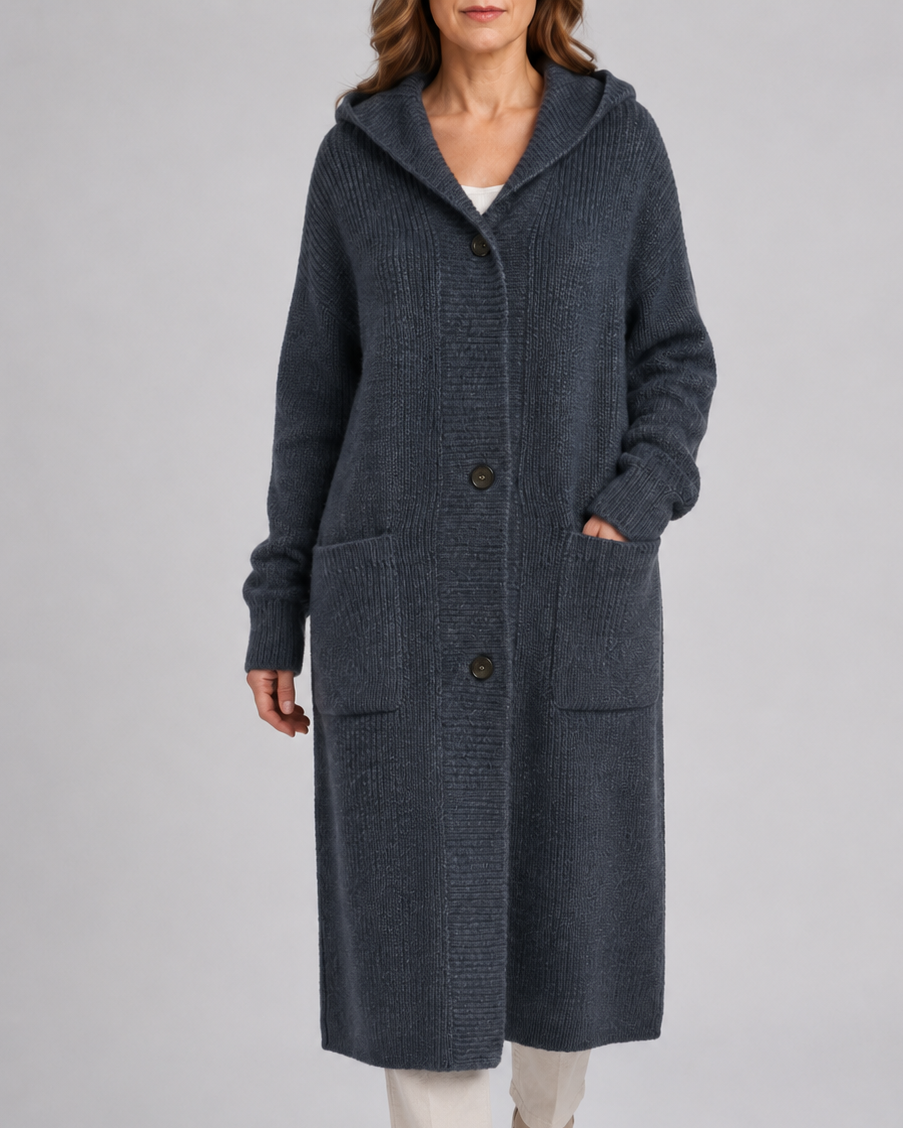 Women's Long Button Up V Neck Knit Cardigan with Pockets