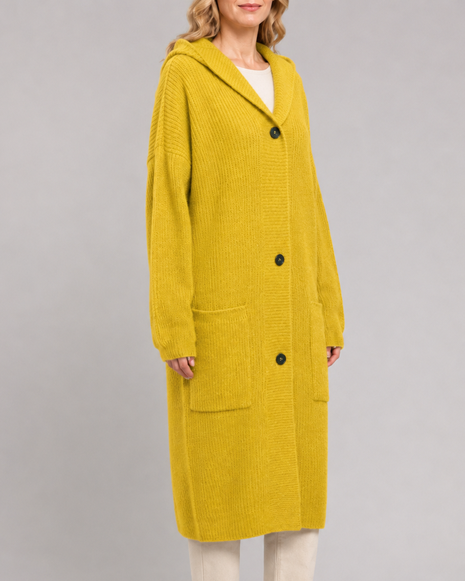 Women's Long Button Up V Neck Knit Cardigan with Pockets